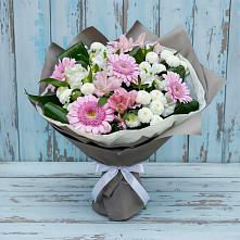 Букет цветов из:  Герберы, Альстромерии и Хризантемы в Каменке Ленинградская область