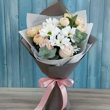 Букет цветов из:  Хризантемы и Розы #REPLACE_PRED# Каменке Ленинградская область
