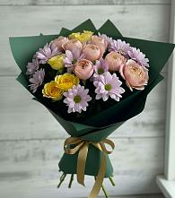 Букет цветов из:  Хризантемы и Розы #REPLACE_PRED# Каменке Ленинградская область