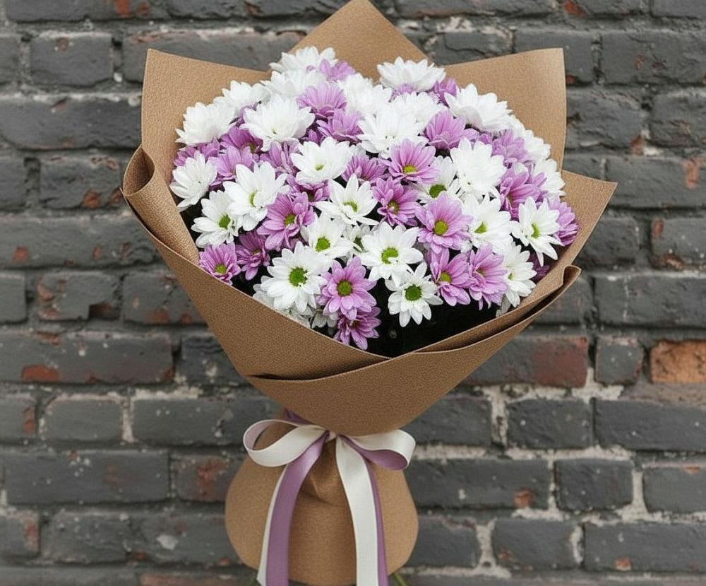 Букет цветов из: Хризантемы в Каменке Ленинградская область
