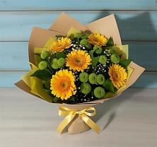 Букет цветов из:  Герберы и Хризантемы в Каменке Ленинградская область