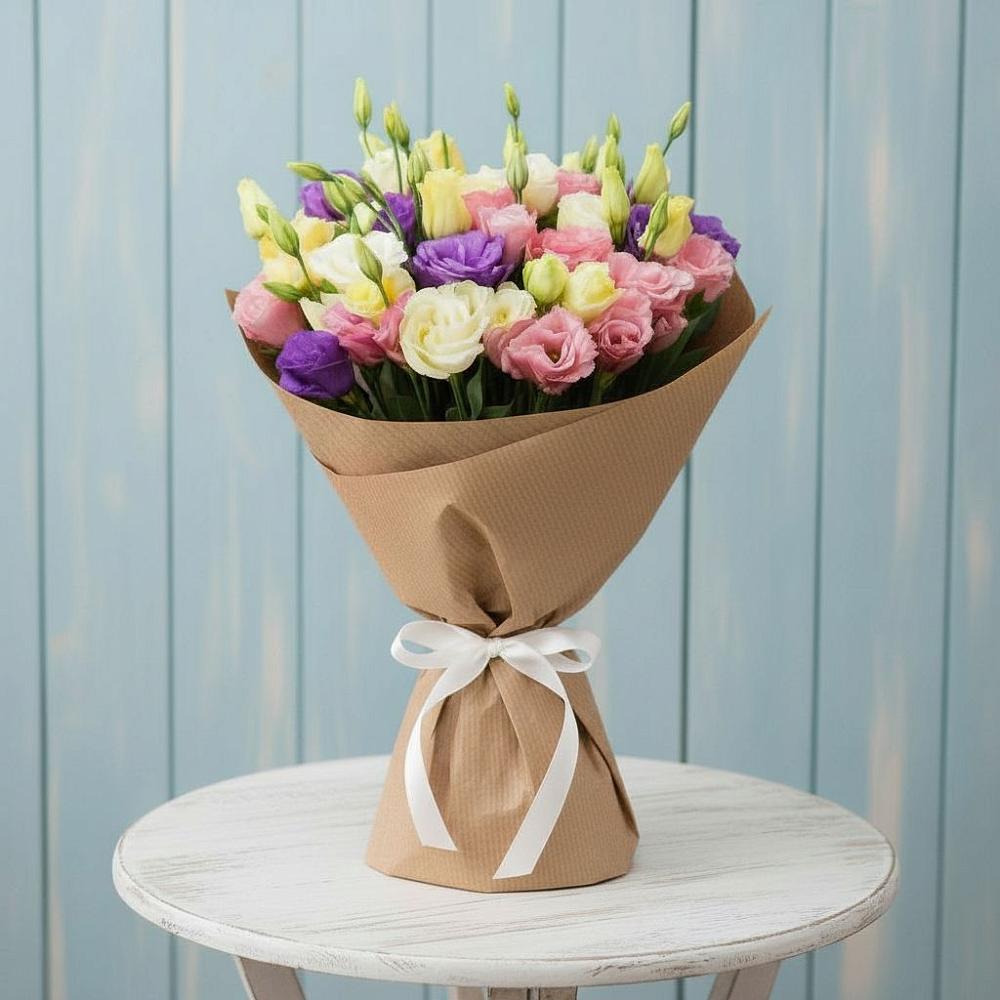 Букет цветов из: Лизиантусы в Каменке Ленинградская область