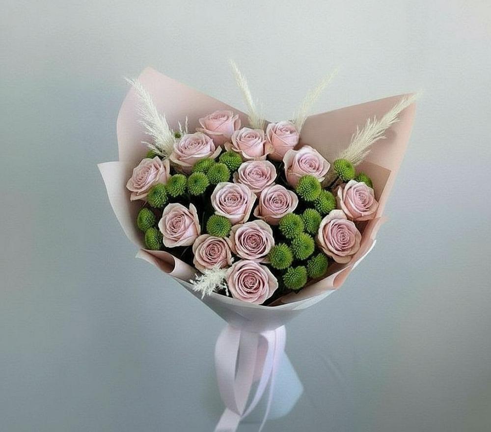 Букет цветов из: Розы и Хризантемы в Каменке Ленинградская область