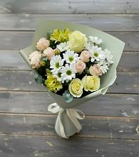 Букет цветов из:  Альстромерии, Розы и Хризантемы #REPLACE_PRED# Каменке Ленинградская область