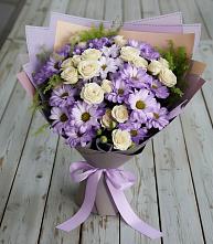 Букет цветов из:  Хризантемы и Розы в Каменке Ленинградская область