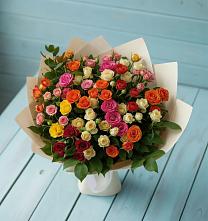 Букет Микс из разноцветных кустовых роз #REPLACE_PRED# Каменке Ленинградская область