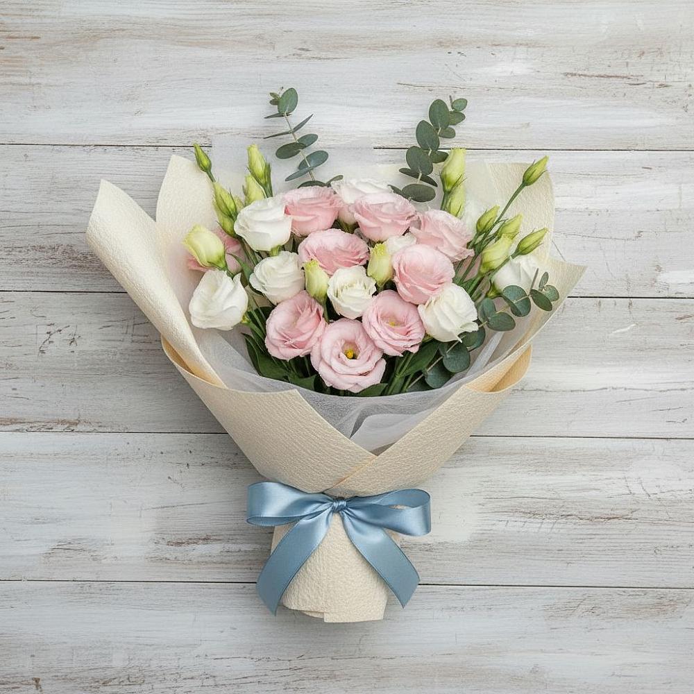 Букет цветов из: Лизиантусы в Каменке Ленинградская область